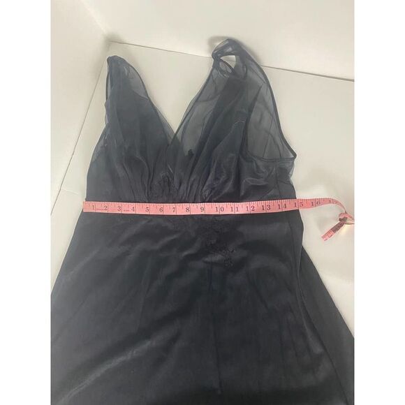 Vintage Van Raalte Nightgown Slip Dress Black Nylon 50s 60s - Size 38 - Picture 4 of 9